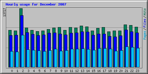 Hourly usage for December 2007